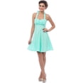 thumbnail image 1 of 50's Retro Rockabilly Polka Dot Halter Dress, L, Mint-Big-Dot, 1 of 1
