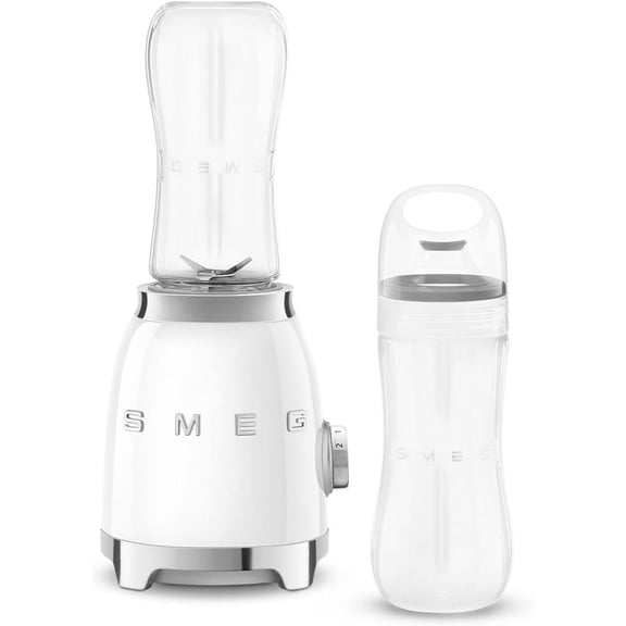 50's Retro Style Personal Blender with Backlit Knob and Two BPA 600 ML Free bottles PBF01WHUS
