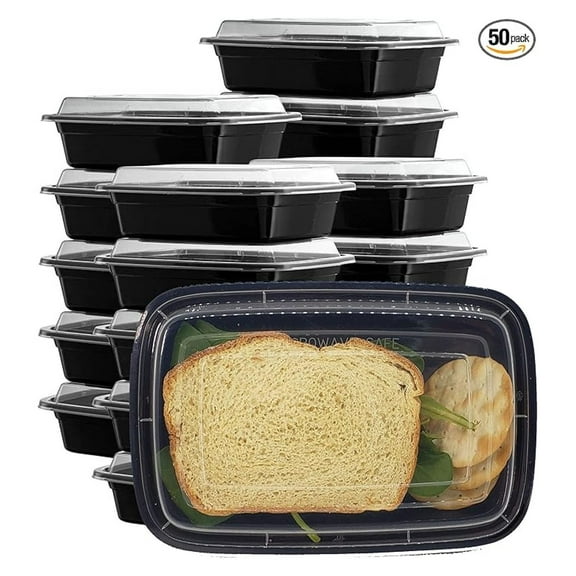50 sets Rectangle 24oz Meal Prep Containers with lids Microwavable Food Container Plastic BPA Free Rectangle