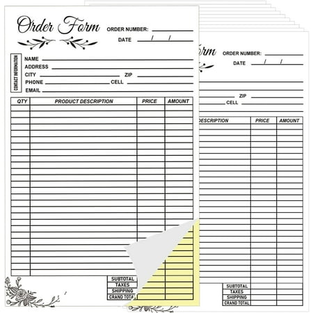 50 sets Sales Invoice Order Form Book 2-Part Carbonless Copy Invoice Book 5.5x8.26 Inch