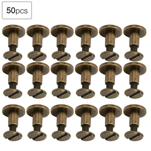 50 sets of 8mm pure copper flat rivets, leather strap screw kit, for notebook binding gold, silver, gun color, bronze color (optional) 9.5x8mm