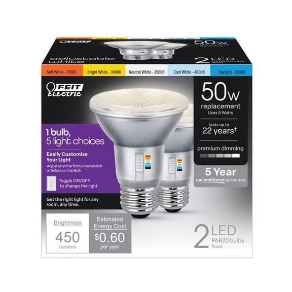 50 watt Equivalence Tunable White & Color Changing PAR 20 E26 LED Floodlight Bulb