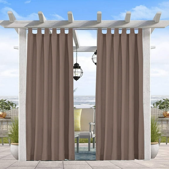50" x 120" Indoor/Outdoor Thermal Insulated Solid Tab Top Single Curtains Drape for Patio, Taupe Grey