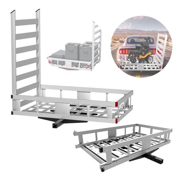 50" x 29.5" Extra Large Hitch Cargo Carrier, 500 lb Capacity Mobility Scooter Rack with Ramp, Aluminum Fits 2" Receiver for Van SUV Travel Hauling