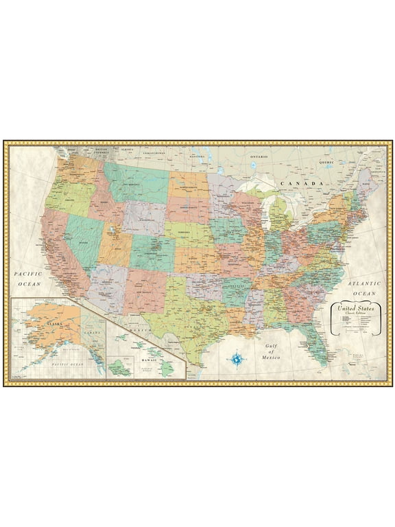 50" x 32" RMC Classic Edition United States Wall Map - Laminated