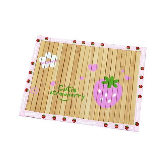 50 x 37.5 cm Strawberry Natural Soft Pet Dog Bed Bamboo Mat, Pink
