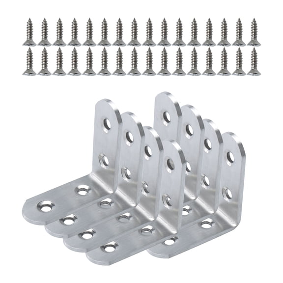 50 x 50mm Angle Bracket Stainless Steel L Shaped Angle Brackets Corner Braces Support with Screws, 8pcs