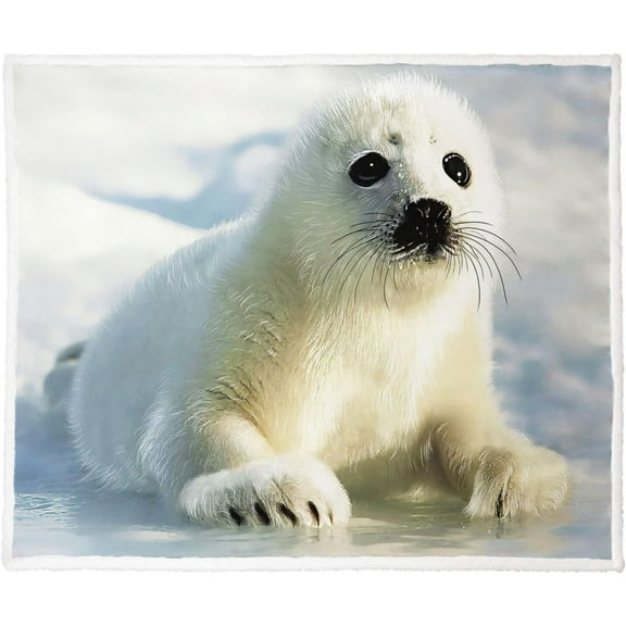 50" x 60"Animal Print Fleece Throw Blankets for Couch Sofa Bed, Manatee Family Sherpa Blanket, Super Soft Warm and Lightweight