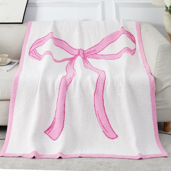 50" x 60" Bed Blanket, Bow Pattern Blanket for Home Decor and Gift, Microfiber Blanket Bow Blanket Plush Bedding, Soft Cozy Blankets for Couch, Sofa