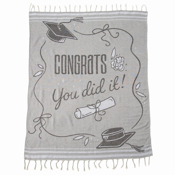 50" x 60" Beige Graduation Congrats You Did It Throw Blanket