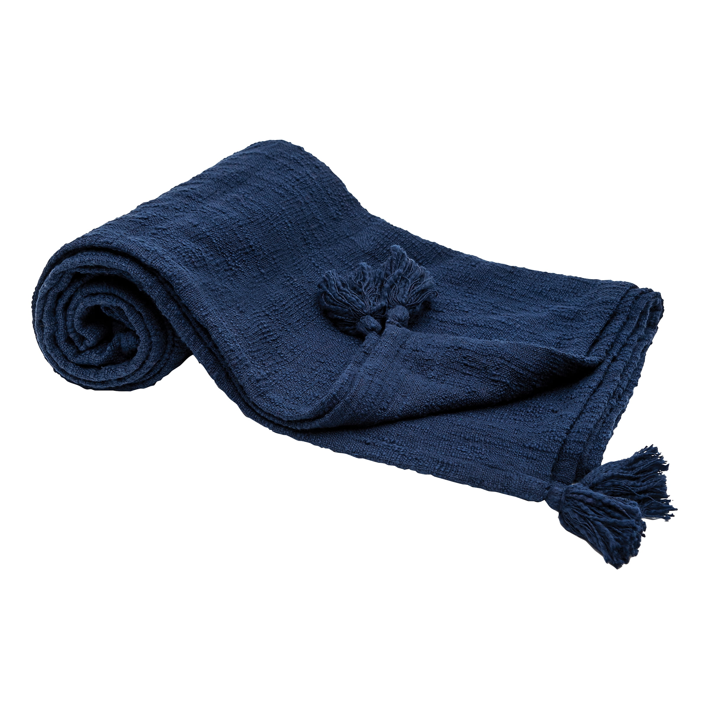 Indigo Cotton Tassel Throw Blanket 50" x 60"