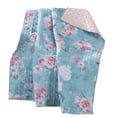 thumbnail image 1 of Benjara 50 x 60" Microfiber Throw Blanket- Floral Print- Blue/Pink- White, 1 of 4