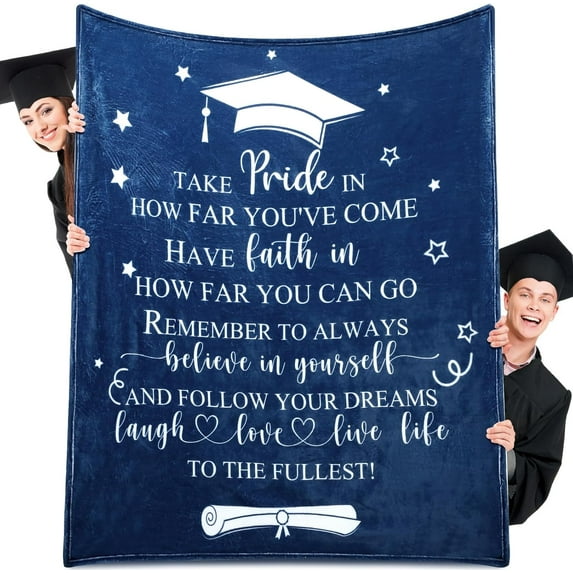 50 x 60 Inches Graduation Gifts for Her Him Lightweight Graduation Blanket Class of 2024 Throw Blanket Soft Graduation Decorations for Graduation Party Supplies Bed Couch