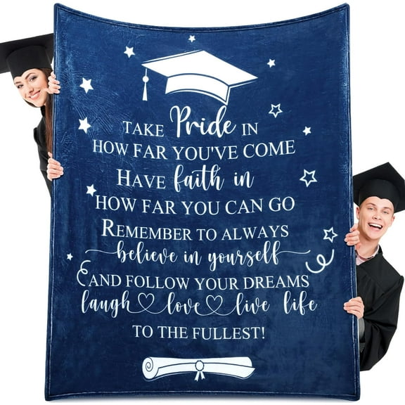 50 x 60 Inches Graduation Gifts for Her Him Lightweight Graduation Blanket Class of 2024 Throw Blanket Soft Graduation Decorations for Graduation Party Supplies Bed Couch