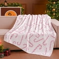thumbnail image 1 of 50 x 60 Inches Pink Candy Cane Christmas Throw Blanket Cute Soft Warm Lightweight Blanket for Sofa Bed Gift Decor, 1 of 7