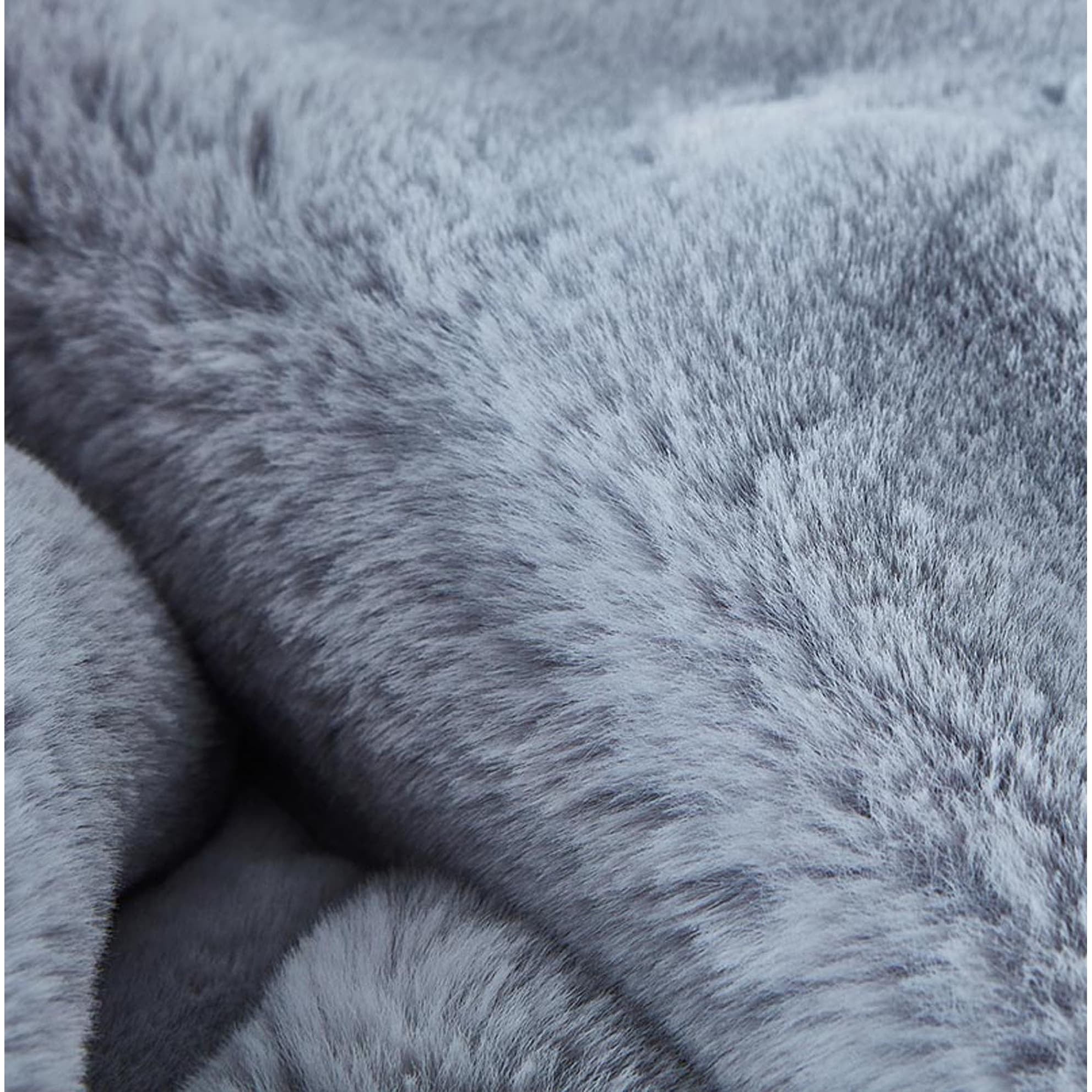 50" x 60" Grey Faux Fur and Velvet Throw Blanket