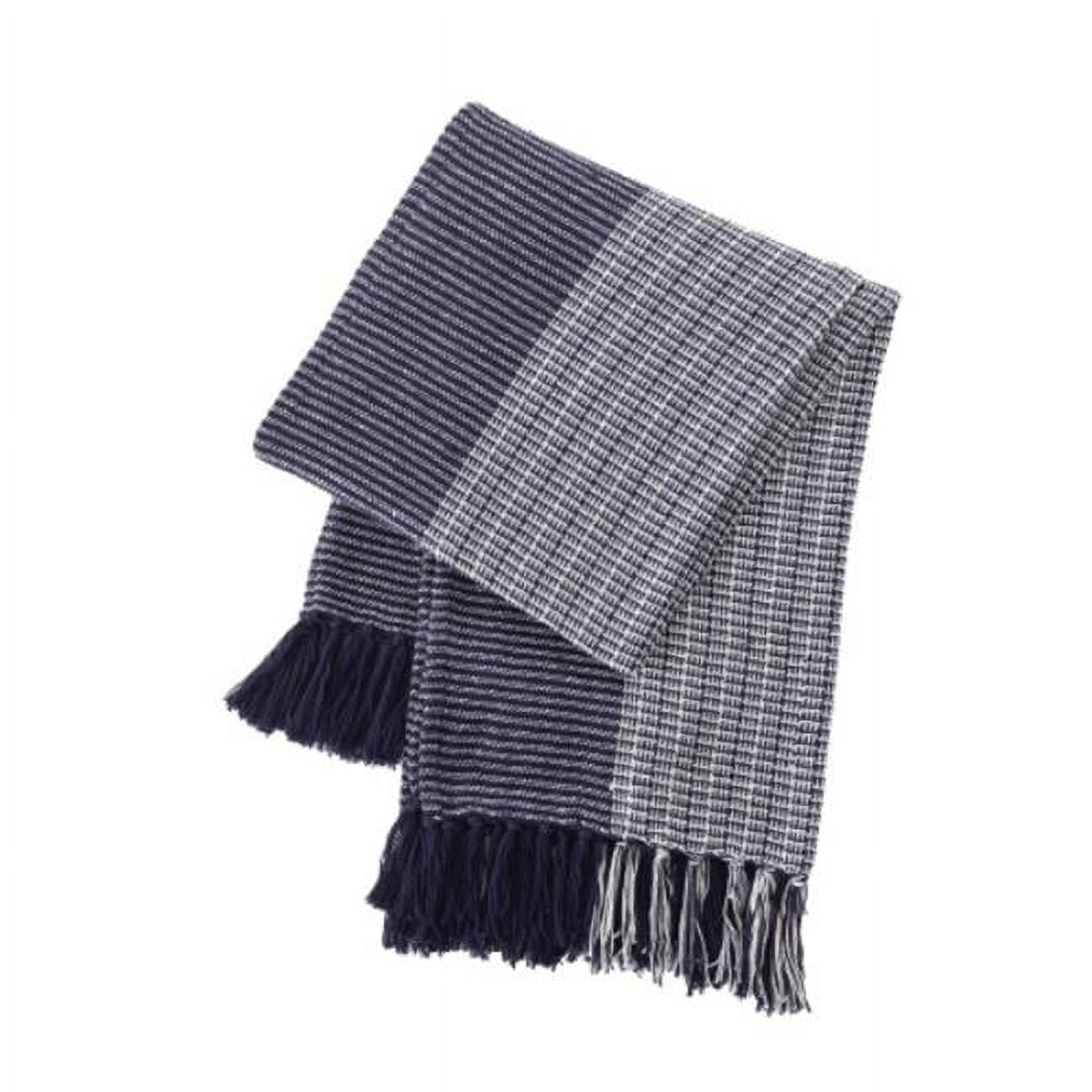 Carter Ink Blue and Gray Cotton Throw Blanket 50 x 60