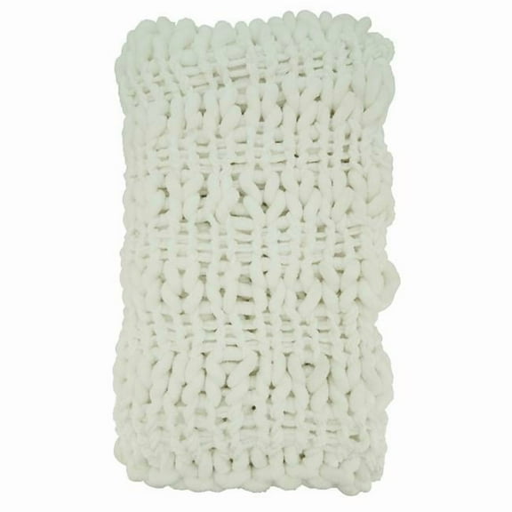 50 x 60 in. Chunky Knit Oblong Throw Blanket, White