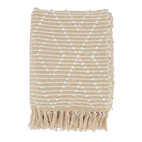 50 x 60 in. Diamond Woven Oblong Throw Blanket, Natural