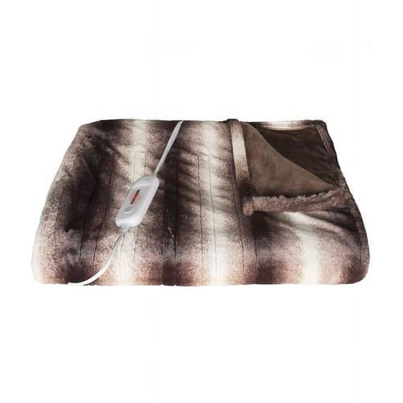 Luxe Brown Faux Fur 50" x 60" Electric Heated Throw Blanket