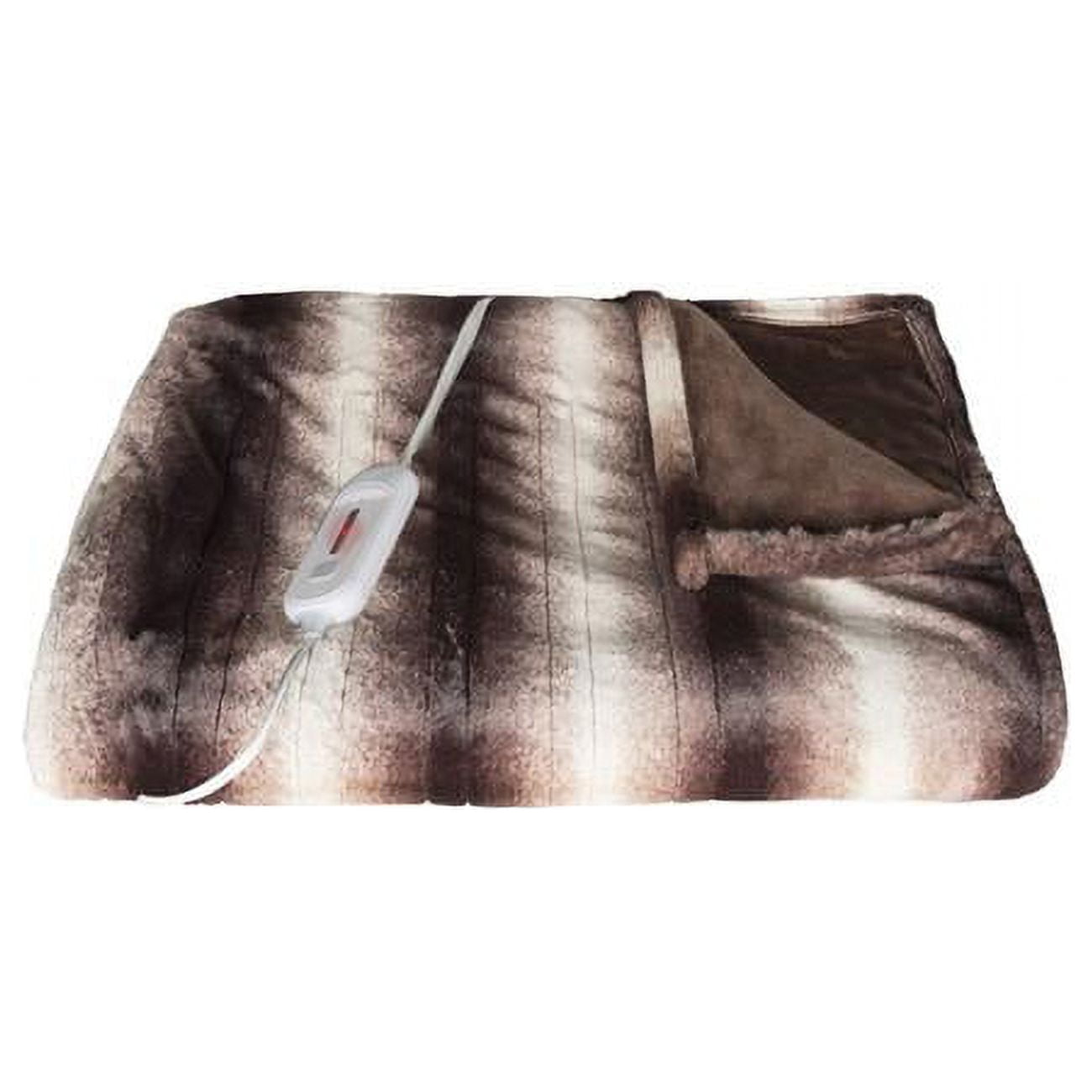 Luxe Brown Faux Fur 50" x 60" Electric Heated Throw Blanket