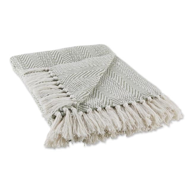 Artichoke Herringbone 100% Cotton 50x60 Throw with Fringe