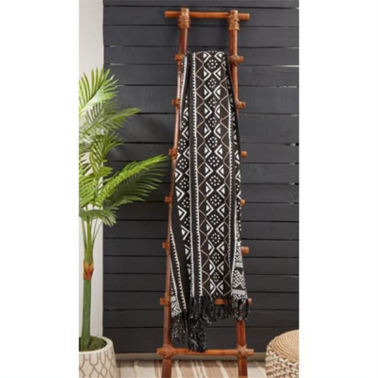 Modern Black Mudcloth Cotton Throw Blanket 50"x60"