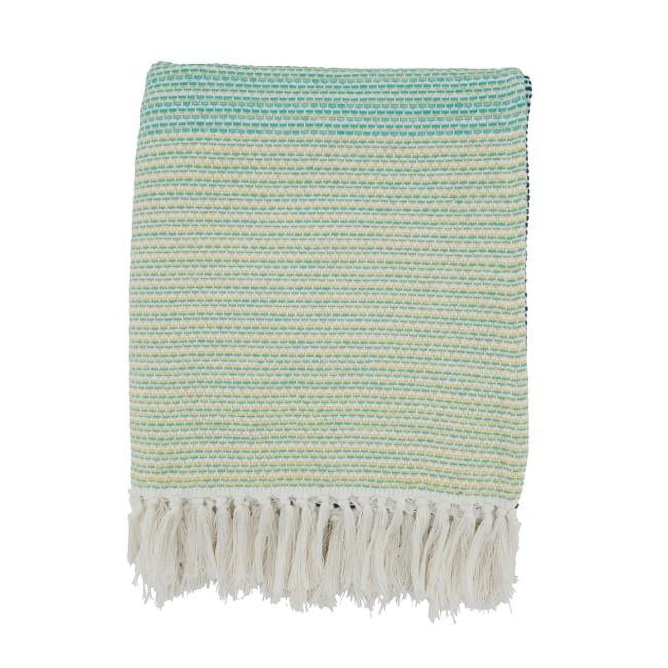 50"x60" Blue and White Cotton Color Block Throw Blanket