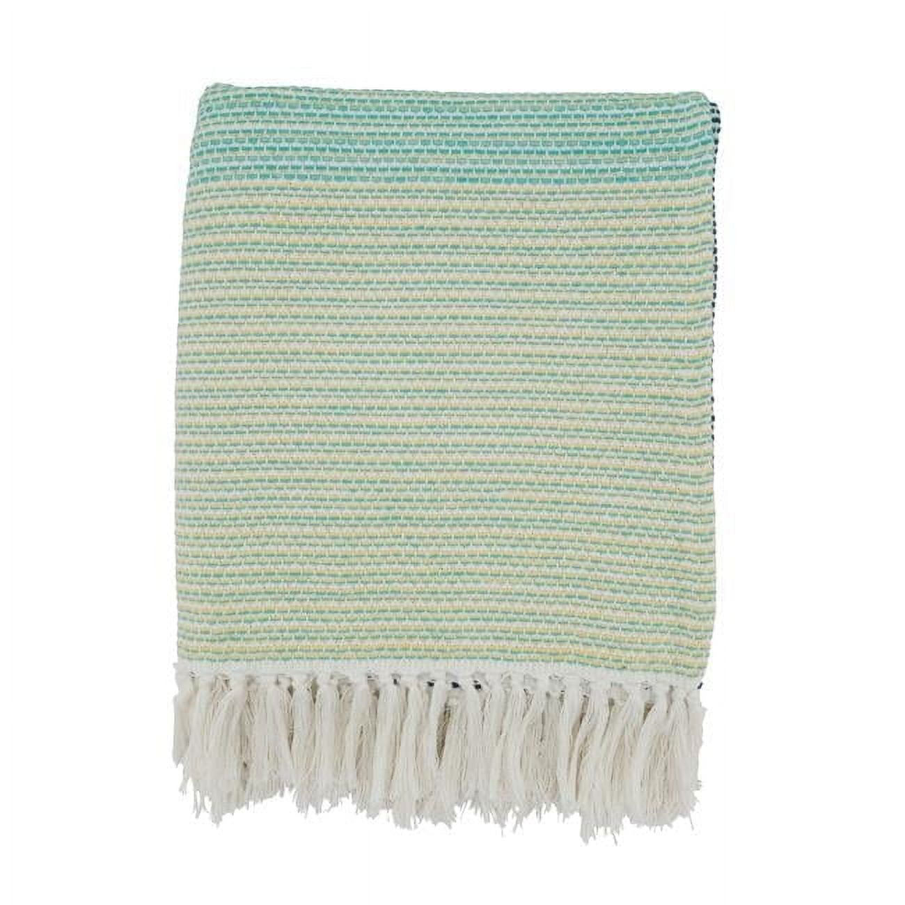 50"x60" Blue and White Cotton Color Block Throw Blanket