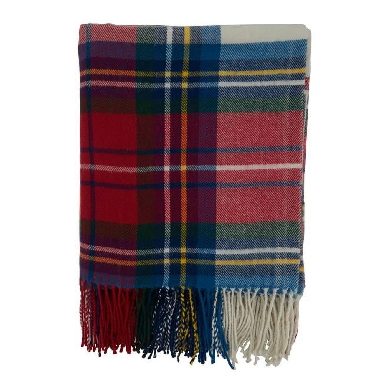 Multicolor Knitted Acrylic Plaid Throw Blanket 27" x 24.5"