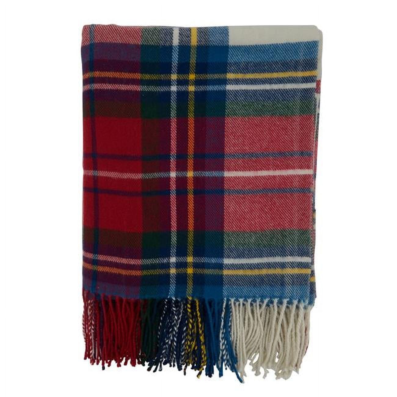 Multicolor Knitted Acrylic Plaid Throw Blanket 27" x 24.5"