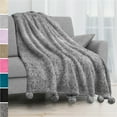 thumbnail image 1 of 50 x 60 in Pom Pom Throw Blanket Pom Fringe Tassel Soft Microfiber Fleece for Sofa Couch, 1 of 8