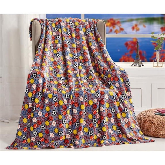 50 x 60 in. Printed Fleece Throw, Lets Play Ball All Sports