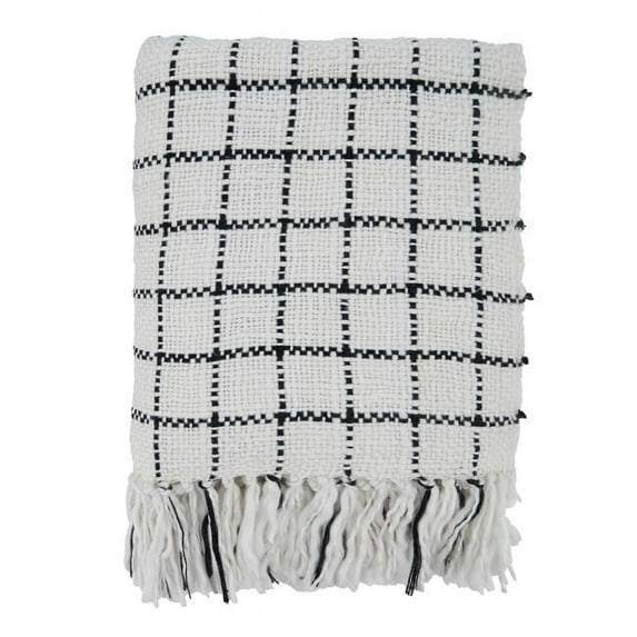 50 x 60 in. Sevan Collection Checkered Throw Blanket, Black & White