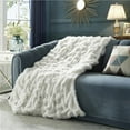 thumbnail image 1 of 50 x 60 in. Tristin Stitched Faux Fur Throw Blanket, White, 1 of 1