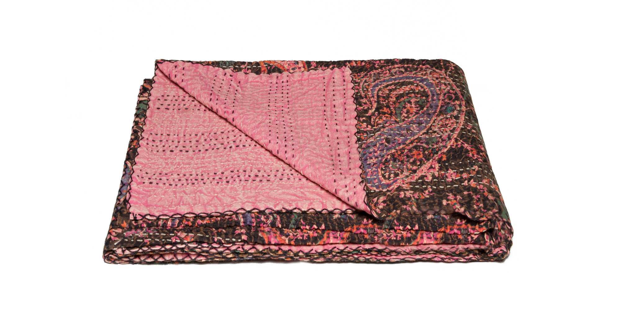 70" Multicolored Cotton and Faux Fur Handmade Throw Blanket