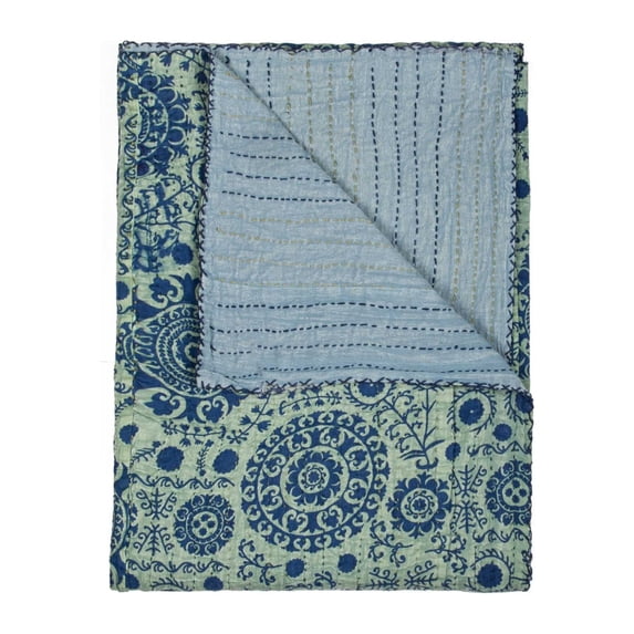 50" x 70" Multicolored, Traditional, Kantha - Throw