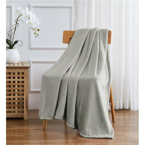 50 x 70 in. Morgan Solid Matte Fleece Throw, Grey
