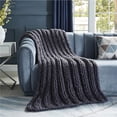 thumbnail image 1 of 50 x 70 in. Sinclair Channel Knit Throw Blanket, Dark Grey, 1 of 1