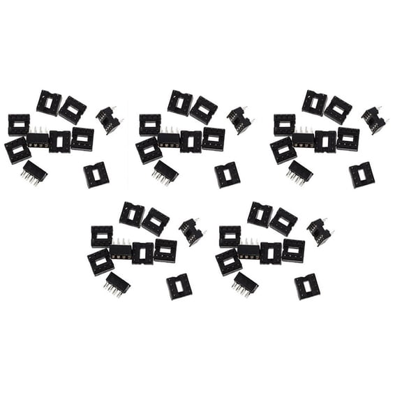 50 x 8 Pin DIP IC Sockets Adaptor Solder Type Socket,50 x IC Sockets,Black & Silver Tone