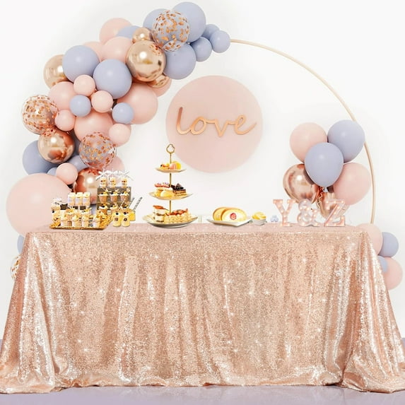50 x 80 Inch Rose Gold Sequin Wedding Table Cloths Sparkly Wedding Party Banquet