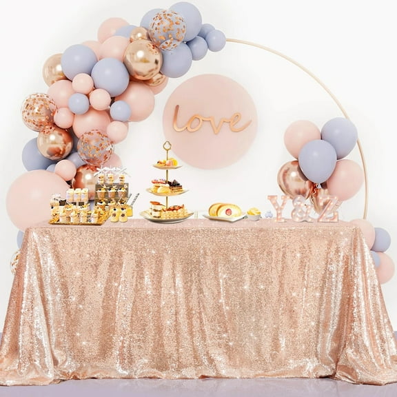 50 x 80 Inch Rose Gold Sequin Wedding Table Cloths Sparkly Wedding Party Banquet