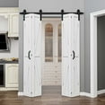 thumbnail image 1 of 50'' x 84'' Bifold Barn Doors and Hardware Included, White Smooth Paintable Pre-assembled Solid Core Panels & Track Joint & Bi-fold Barn Door Hardware Kit, K Frame-Fit Max Opening 48in x 84in, 1 of 5