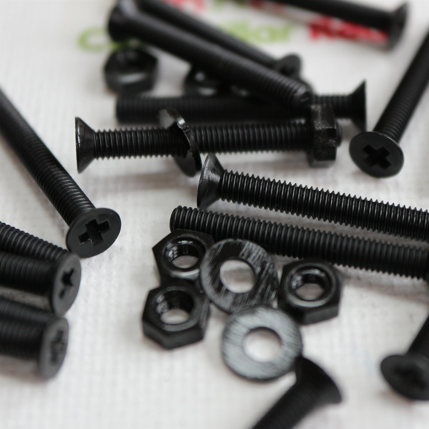 50 x Black Nylon Countersunk plastic machine screws, M3 x 25mm, Plastic Bolts, Nuts & Washers, (3/32 x 1 in)