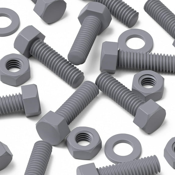 50 x Hexagon Head Screws Grey PVC Plastic nuts and bolts, Hex Head, oxidation resistant, weather resistant, UPVC, Plastic nuts and bolts, M6 x 20mm, (15/64 x 25/32 in)
