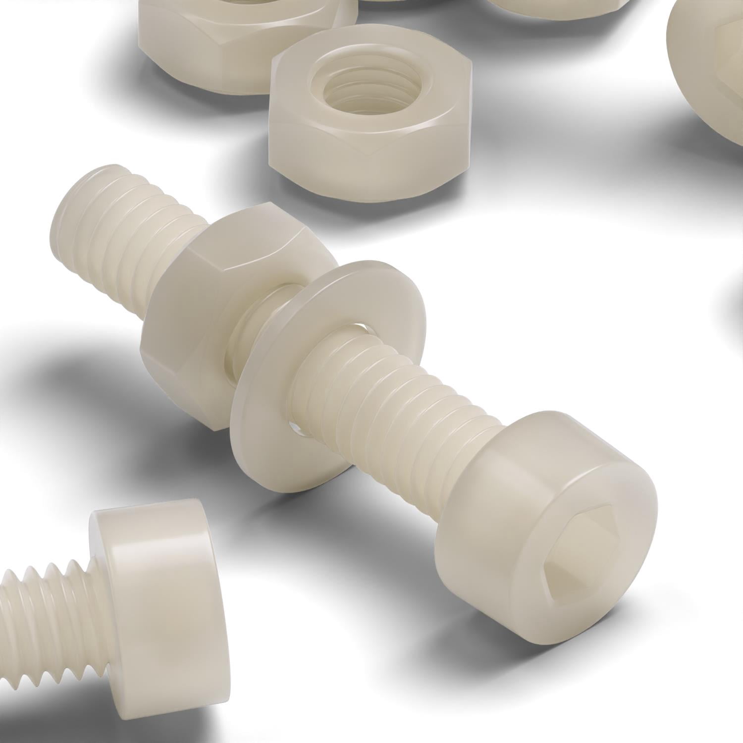 50 x Nylon Socket Head, plastic machine screws, M3 x 20mm, Plastic Bolts, Nuts & Washers, Fasteners, (3/32 x 25/32 in)