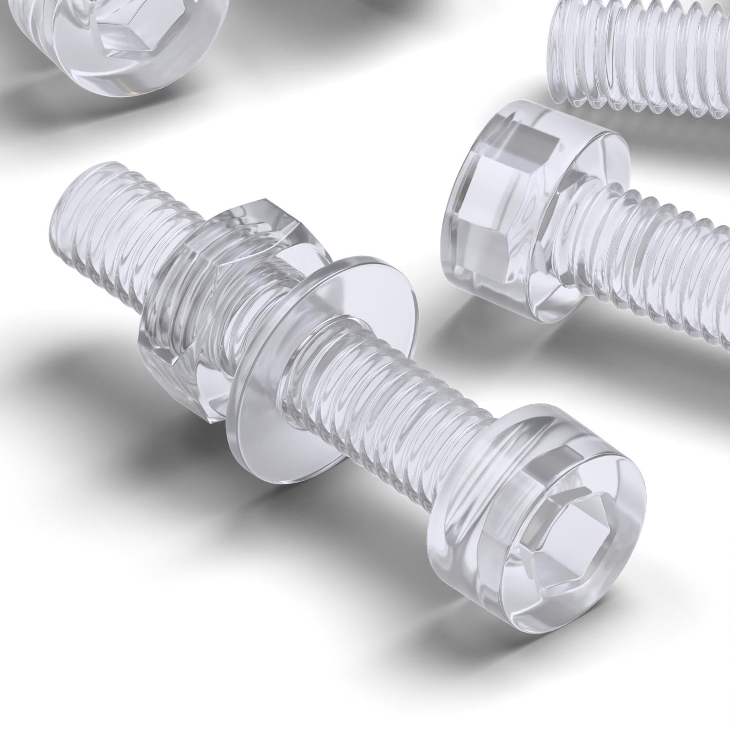50 x Polycarbonate socket head, hex head, plastic machine screws, M3 x 20mm, Plastic Bolts, Nuts & Washers, (3/32 x 25/32 in)