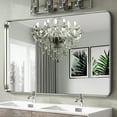 thumbnail image 1 of 50"x32" Aluminum Alloy Wall Mount Rounded Corner Rectangular Mirror,Silver, 1 of 5