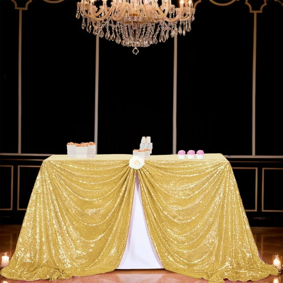 50"x50" Gold Sequin Tablecloth - Waterproof Wedding Party Table Cover - Sparkle Decorative Tablecloth for Birthday Banquet Holiday Events