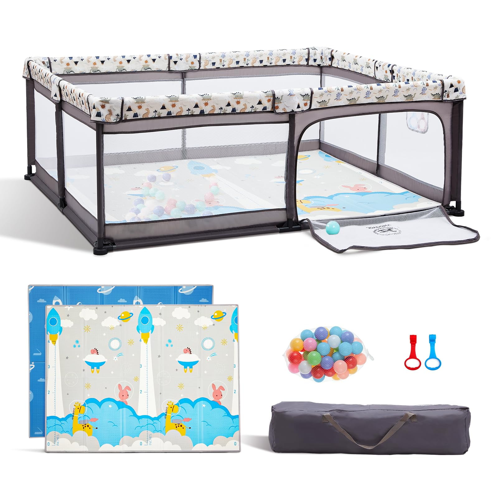 50"x50inch Baby Playpen with Mat, Joypony Large Playard for Babies